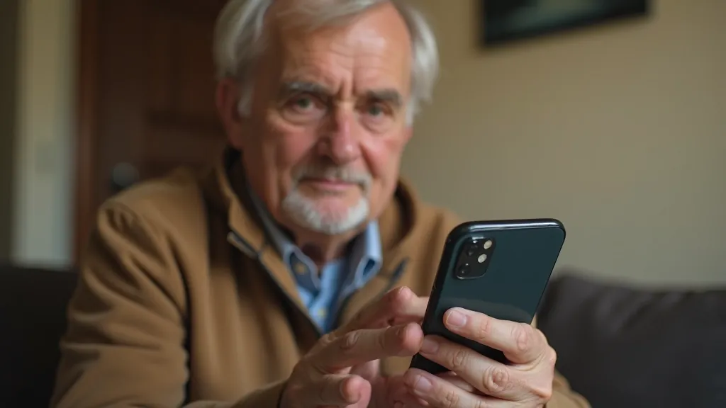 Senior si mluví se svojí vnučkou přes videohovor