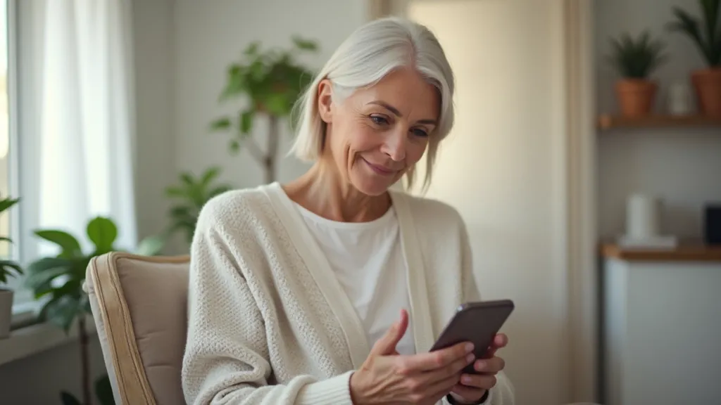 Osoba si kontroluje bezpečnost účtu na mobilu s zeleným zámkem